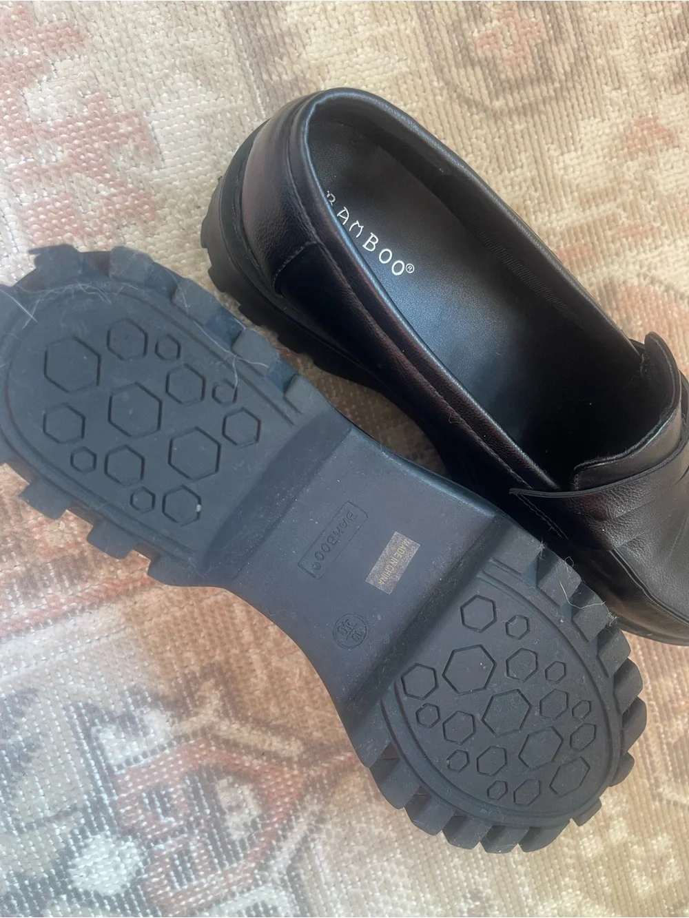Women's Black Lug-Sole Platform Penny Loafers